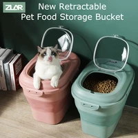 zlar new foldable pet dog cat food storage container 7kg15kg dry pet food box feedingpuppy rice plastic moistureproof bucket