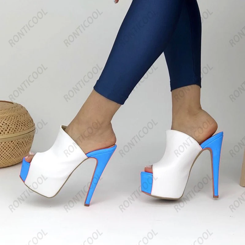 Ronticool новые стильные женские босоножки на платформе-мюли пикантные туфли шпильке