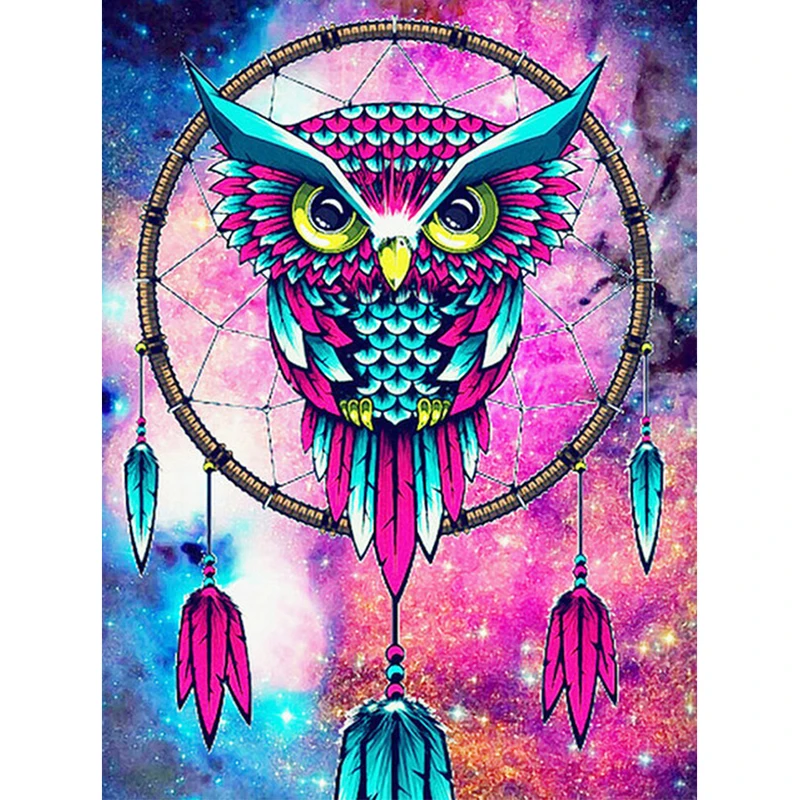 

5d Diy Diamond Painting Cross Stitch Kit Animal Owl Wind Chime Rhinestone Mosaic Diamond Embroidery Home Decoration Hobby Gift