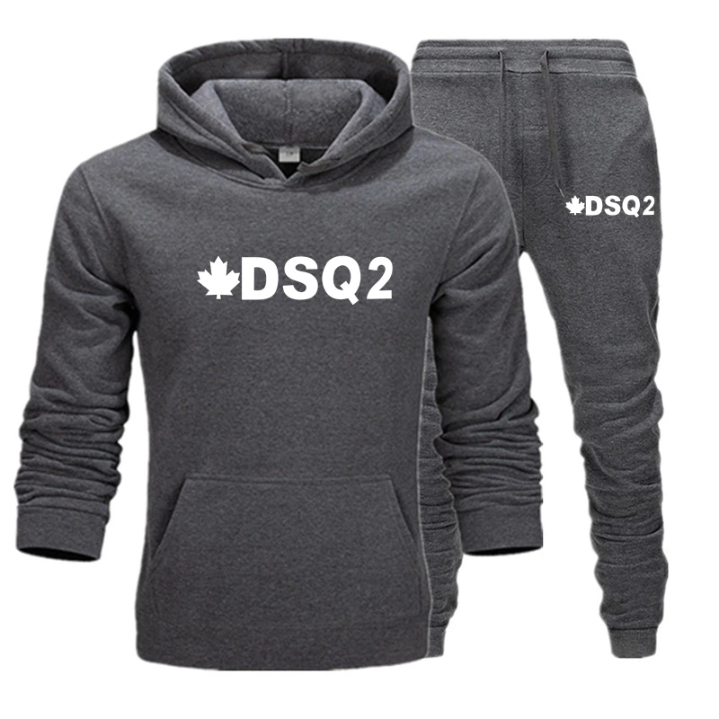 

Men Two Piece Tracksuit Set Sports Hoodie and Long Pants Casual Sweatshirt Outwear Size S-3XL 2021