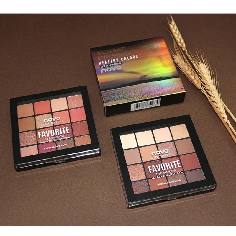 NOVO 16 цветов s матовые мерцающие блестящие тени для век искусственный