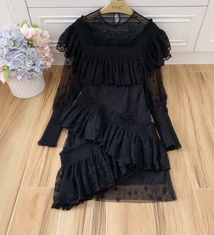 Подиумные Boho Woemn's Mesh Мини платья изысканное необычное платье для вечеринки с вышивкой