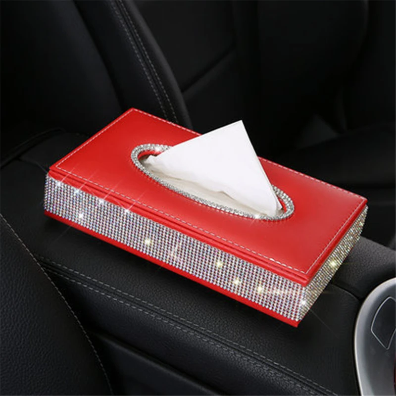 Стразы из ПУ кожи для салона автомобиля салфетки лица держатель салфеток