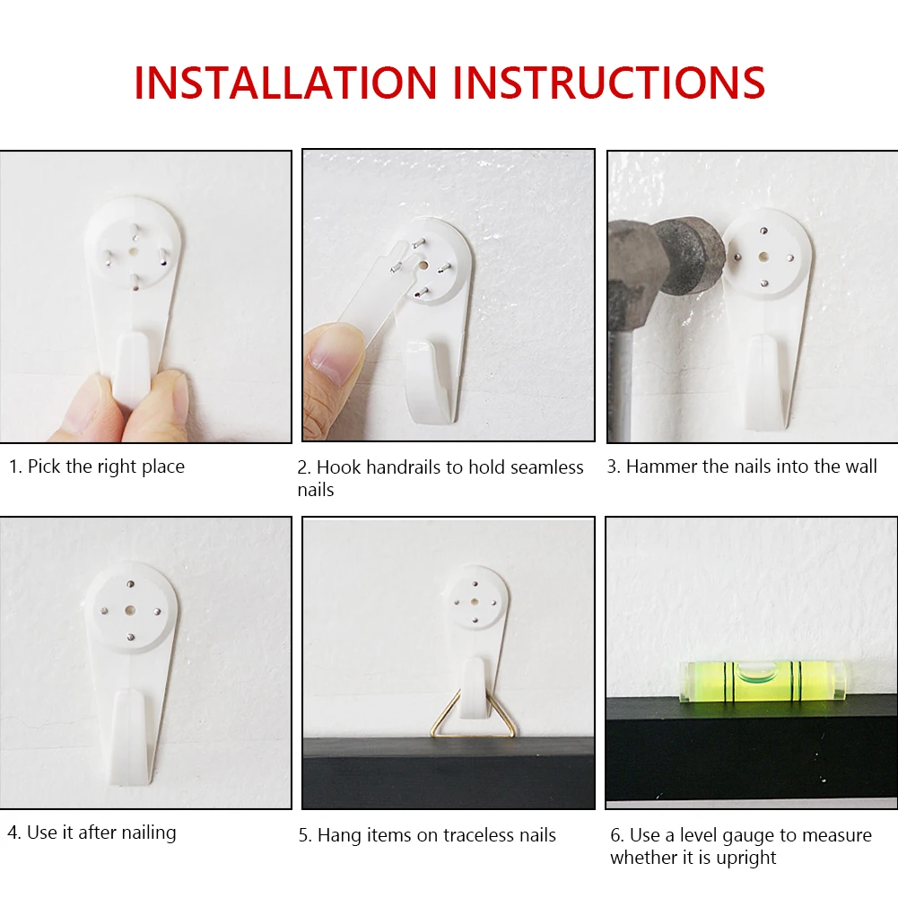 

Wall Picture Hooks Heavy Frame Strong Nail Fixing Kit Nail Hook Plastic Painting Photo Frame Mirror Hanging Hanger for kitchen