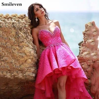 smileven short evening dresses beaded high low lace formal evening party gown robe de soiree evening prom gowns custom made