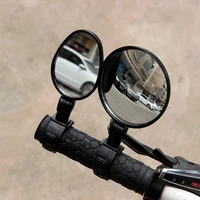 bicycle motorcycle auxiliary rearview mirror adjustable handlebar mount 360 rotation round ellipse mirror safety riding