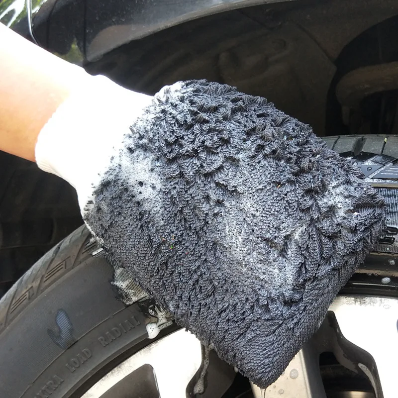 

2 PCS / 1 Pair Gray Plus Velvet Fiber Car Wash Gloves Cleaning Cloth Tool Home Multi-function Washing Brush