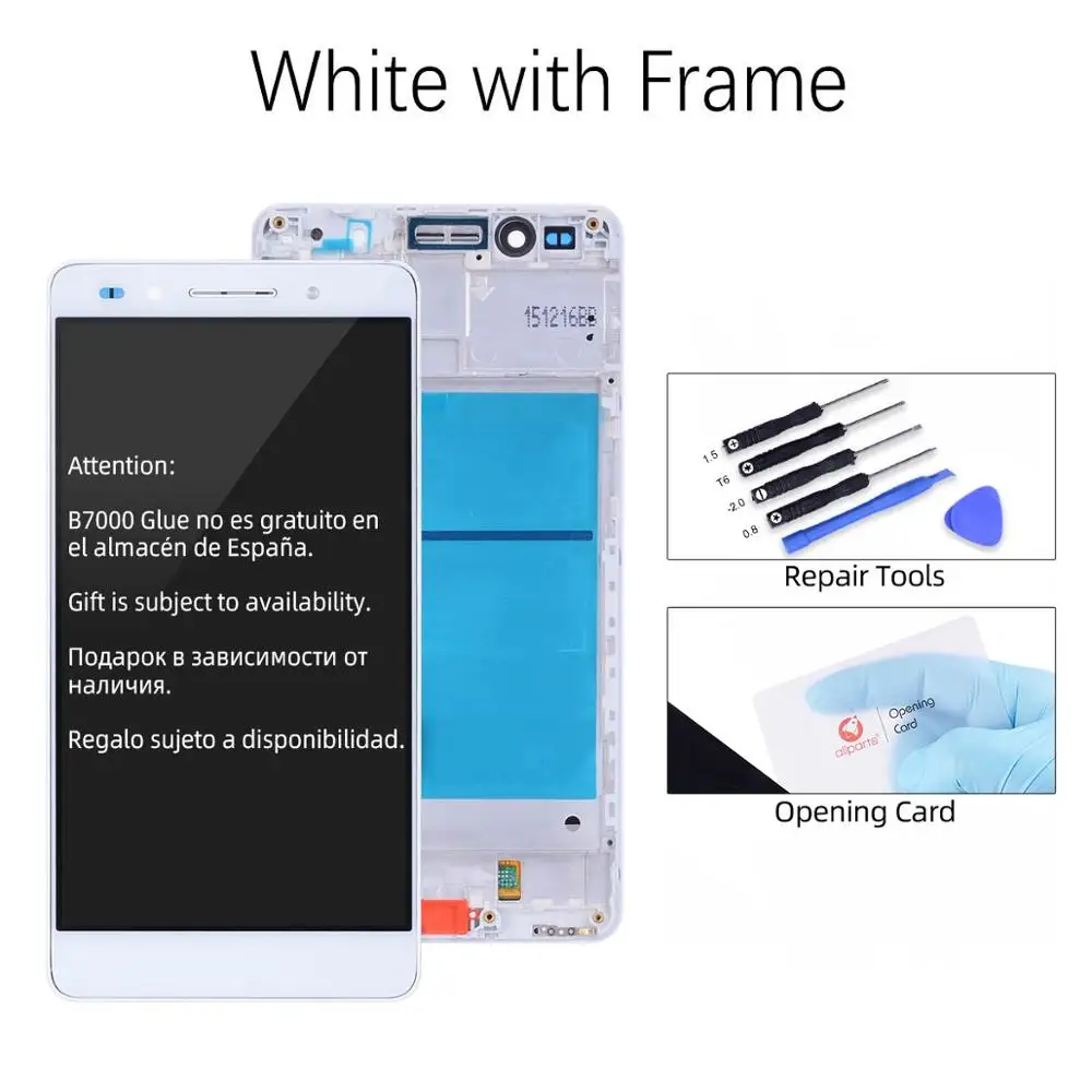 Дисплей для HUAWEI Honor 7 LCD в сборе с тачскрином на рамке 5.2'' белый золото черный - Цвет: White with Frame