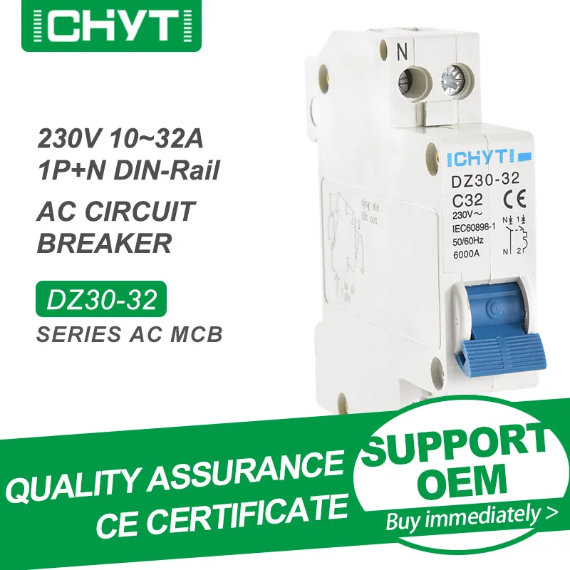 Бесплатная доставка бытовой автоматический выключатель CHYT Φ 1P + N 18 мм на Din рейку
