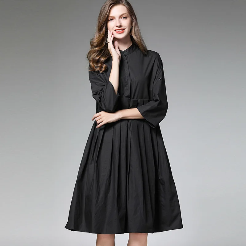 Женское свободное платье [LANMREM] длинное с Секцией воротника модель PA232 на осень 2020