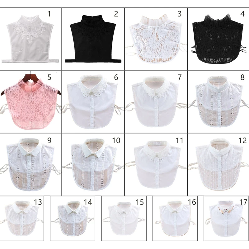 

17 Styles Vintage Ruffles Lapel Fake Collar Detachable Half Shirt Sweater Vest K3NF