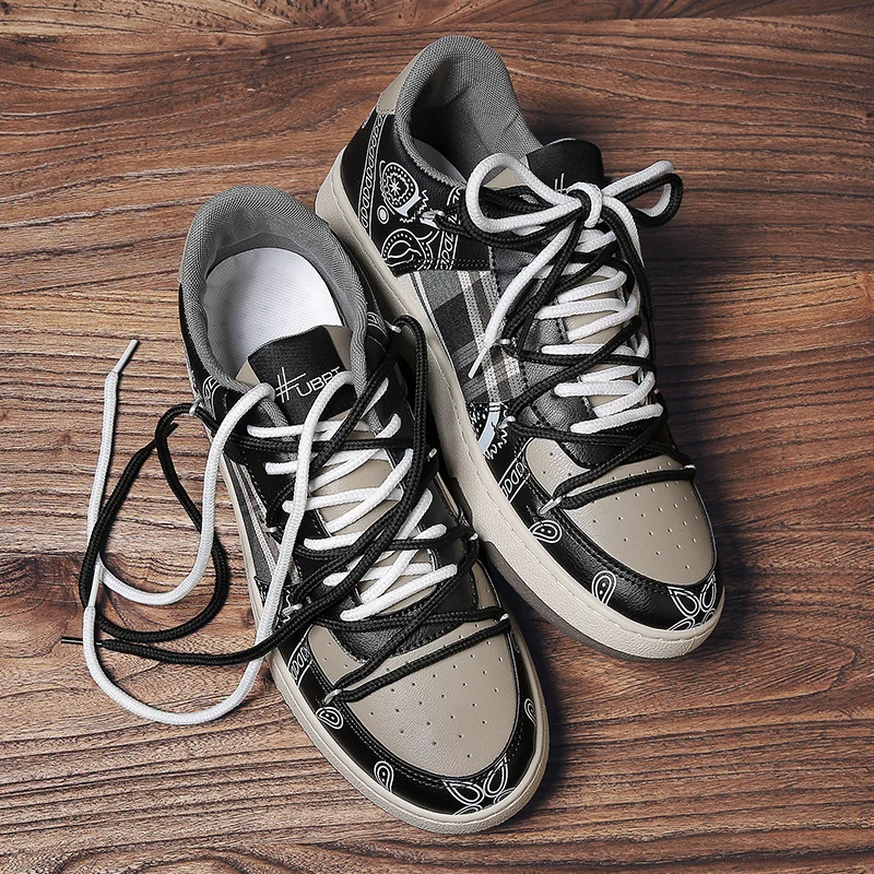

Four Seasons New Style MEN'S SHOES Sneakers Lace-up Leather Upper Rubber Sole Comfortable Breathable Fashion Tennis Casual Shoes