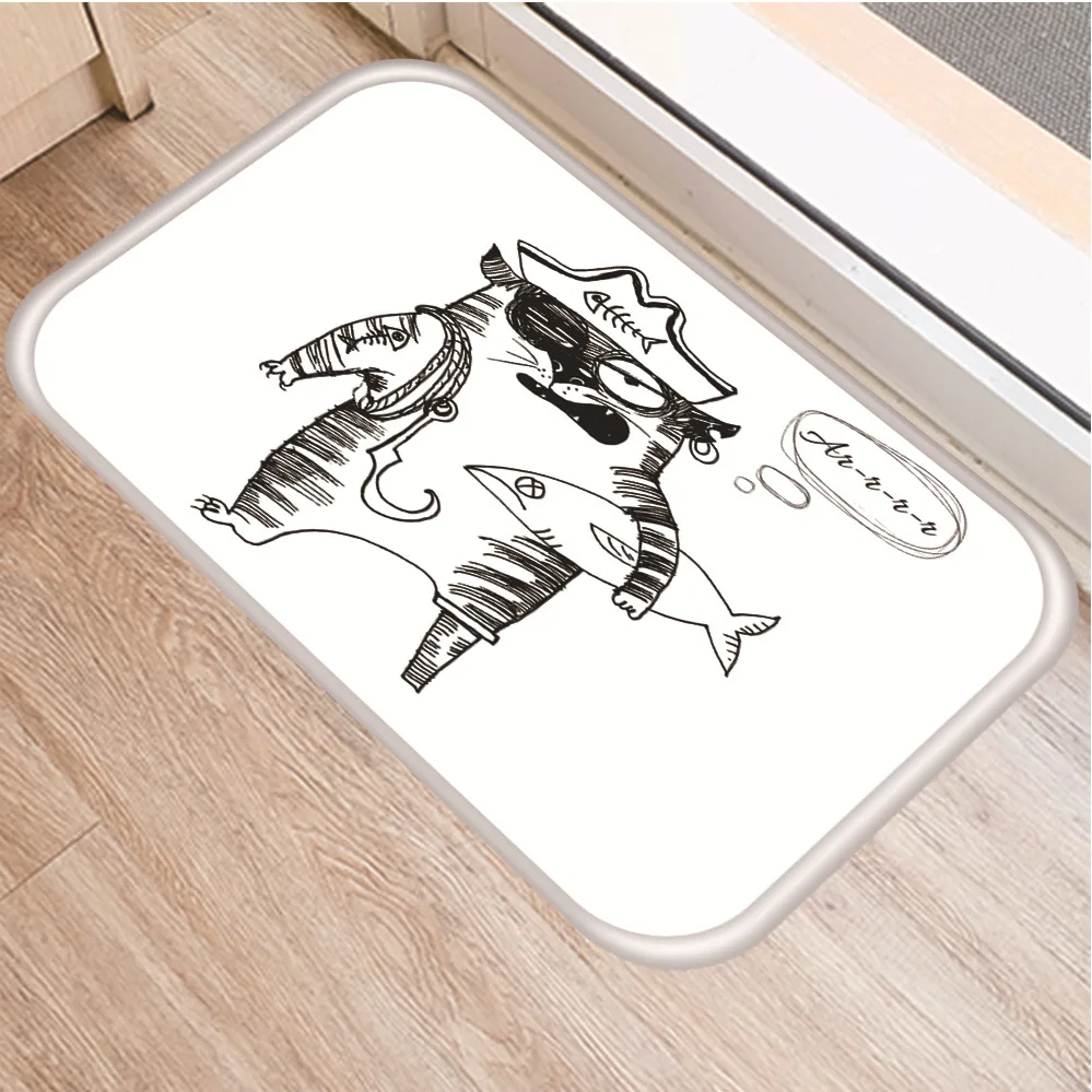 Нескользящий коврик для двери Fat tiger art многофункциональный водонепроницаемый