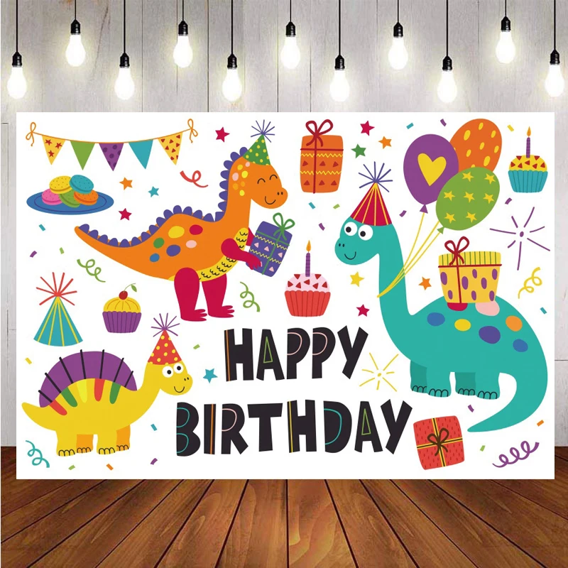 

Cartoon Dinosaur Photography Backdrop Baby Shower Kids Birthday Party Children Decoration Cute Background Photo Booth