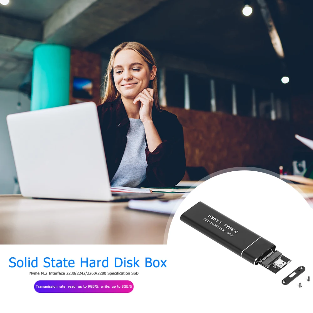 10Gbps M.2 NVME PCIe to USB3.1 GEN2 M Key Solid State Disk Enclosure Adapter for 2230/2242/2260/2280 Mobile Type-C SSD Case Box