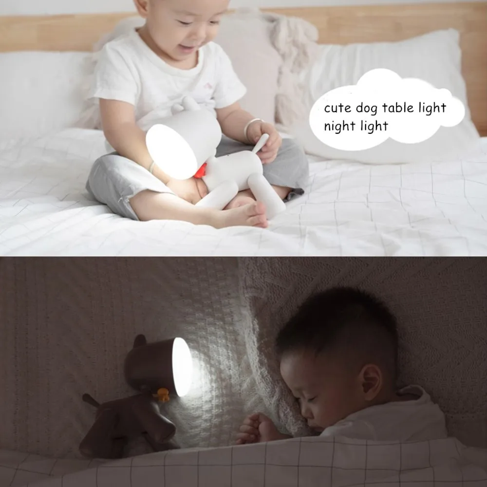 

Creative Puppy Night Light Table Lamp Reading Lamp USB Rechargeable Cute Dog Children Nightlight Cartoon Kid Lamps