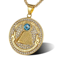 retro egyptian pyramid eye of horus pattern pendant necklace mens necklace round sliding necklace pendant accessories jewelry