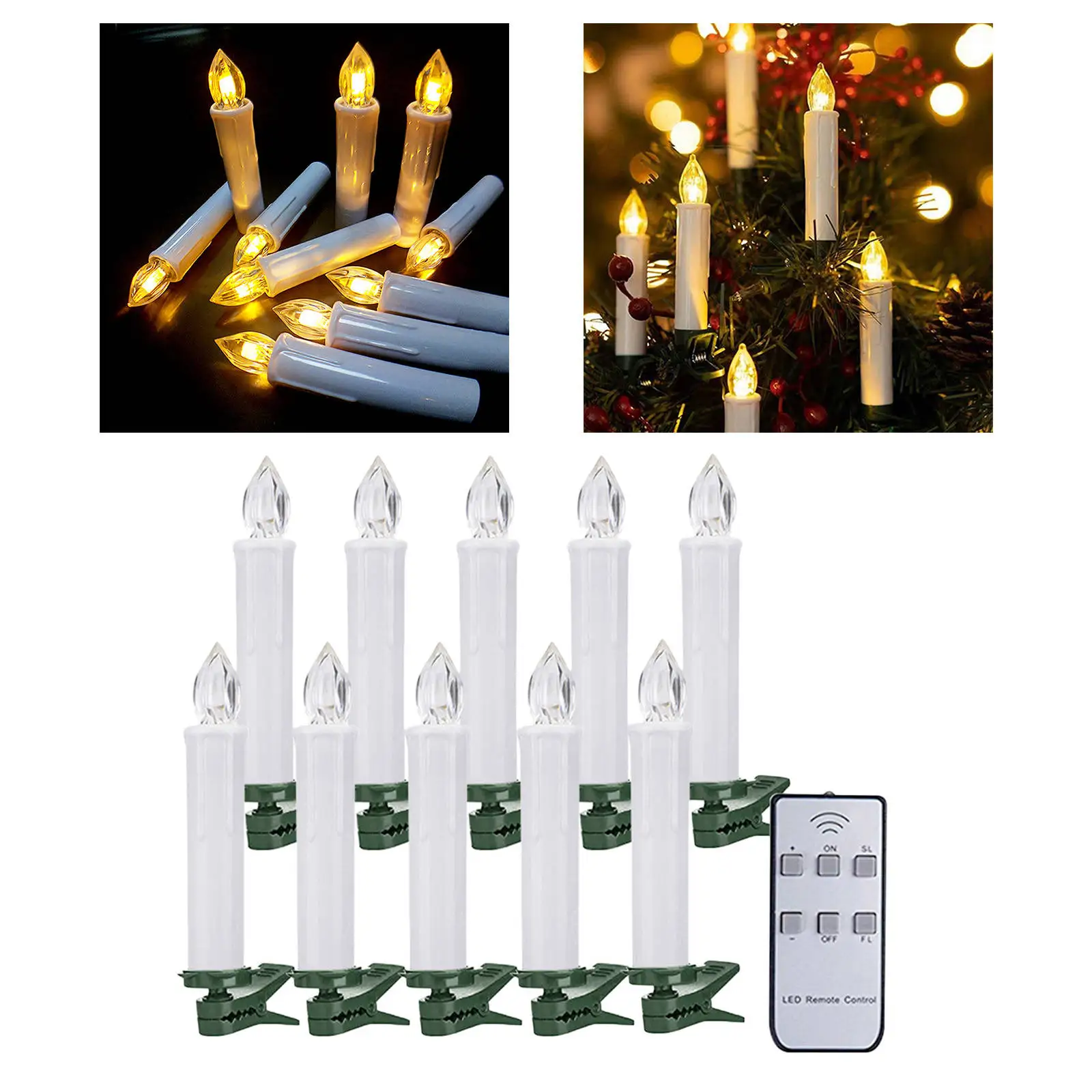 Christmas Tree LED Taper Candles with Remote Flameless Candle Light LED Candle Light for Home Party