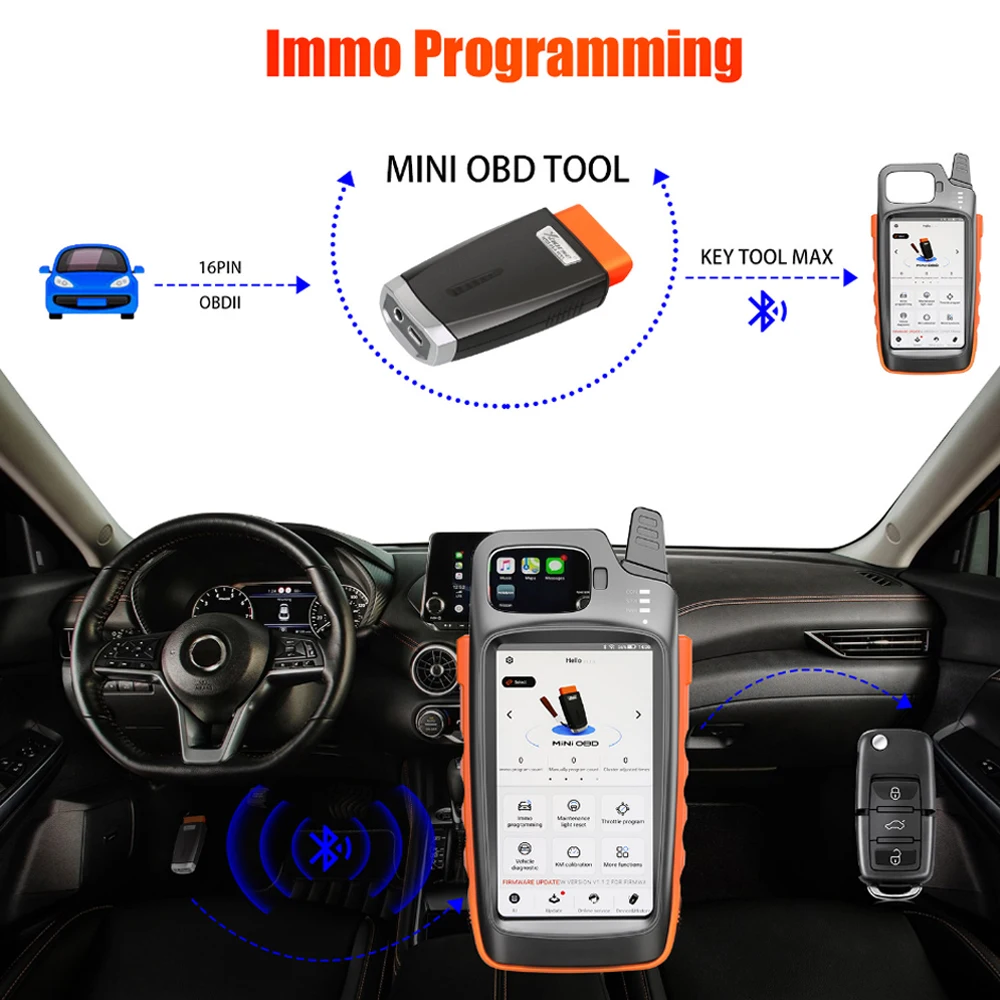 Программатор ключей Xhorse VVDI Key Tool Max Remote с Mini OBD 8А адаптер для не smart Toyota всех