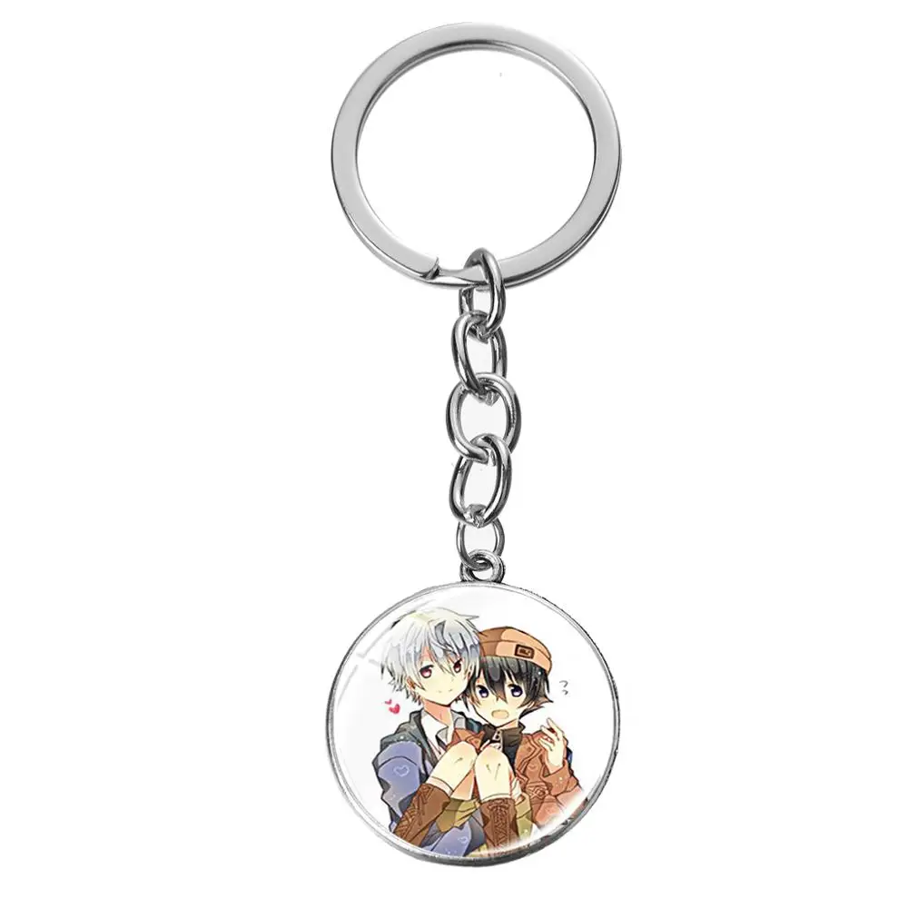 SONGDA Future Diary Mirai Nikki Key Chain Gasai Yuno Cute Pattern Glass Cabochon Hanging Pendant Keychain Japanese Anime Keyring | Украшения