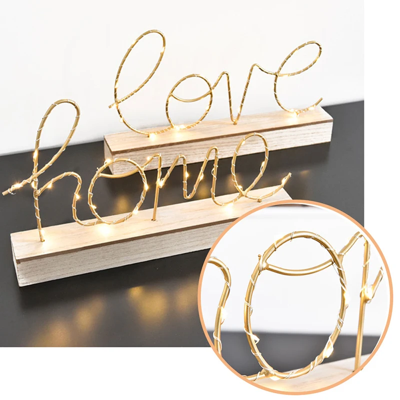 Светодиодный светильник с надписью Love Home на батарейках ночник для украшения