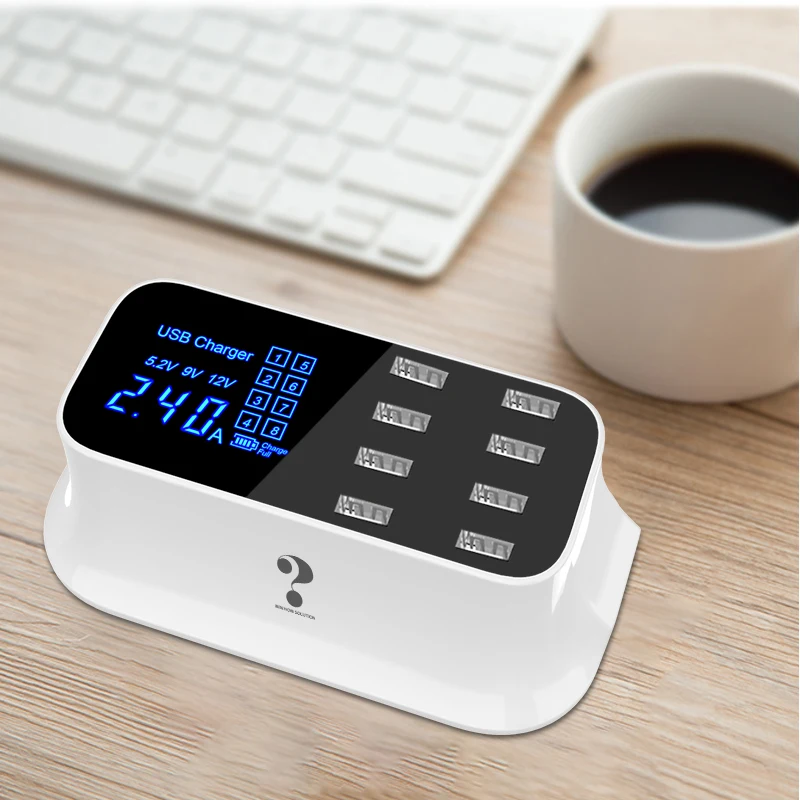 

Smart Universal 8 Port USB Charger Mobile Phone LED Display Adapter Portable Travel Charger Station For iPhone ipad Tablet Etc