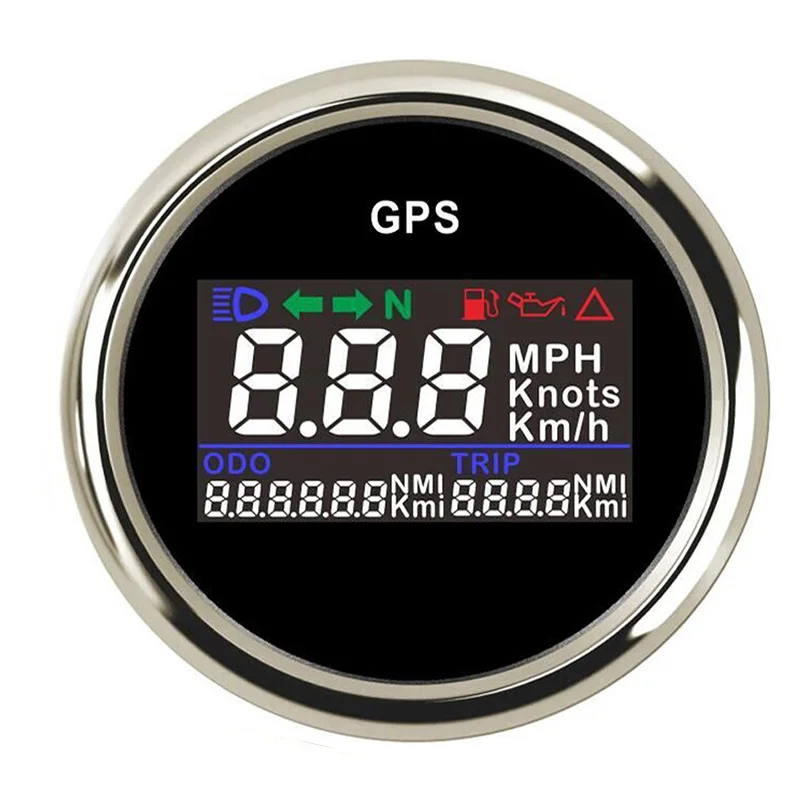 52 мм Цифровой GPS Спидометр Калибр 0~ 999 км/ч узлы регулируемый водонепроницаемый автомобильный gps для лодки Спидометр Калибр подходит 9~ 32 В
