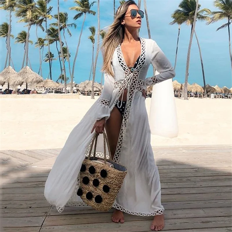 

PADEGAO Sexy Beach Cover Up Swimsuit Lace Tassels Beach Dress Women Bikini Swimwear Bathing Suit Summer Beach Wear Tunic PDG841