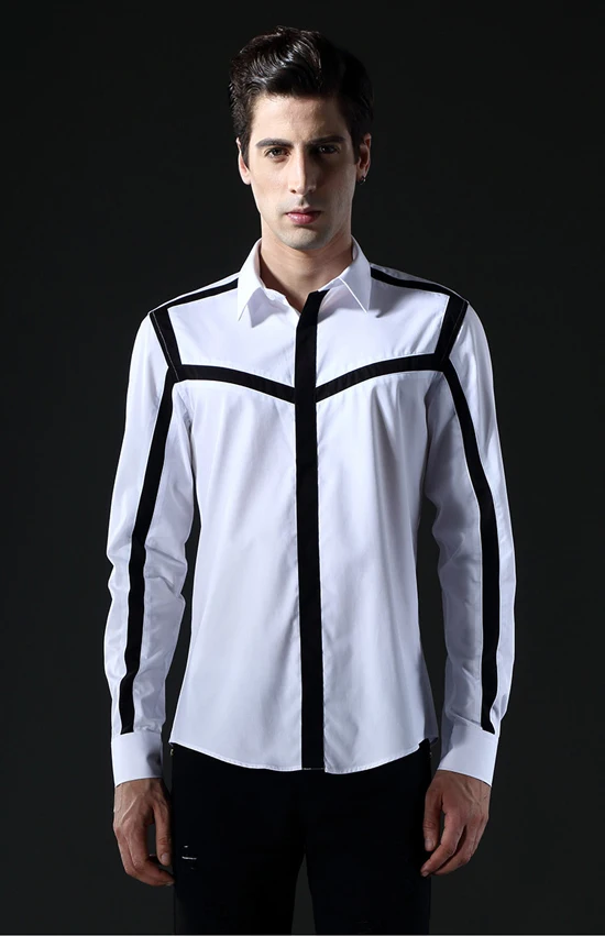 Мужская рубашка роскошное сплайсинговое платье с длинным рукавом модная