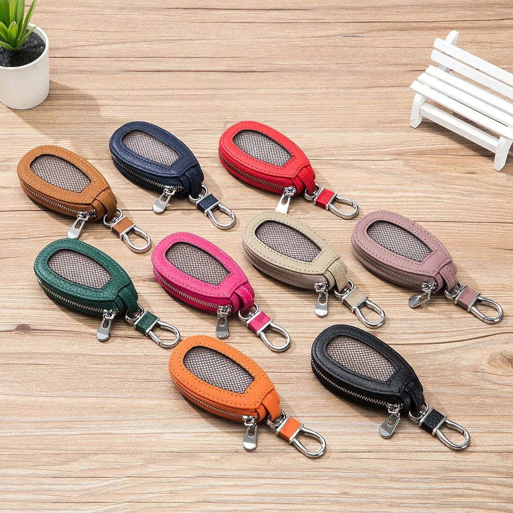 

Leather Car Key Case for For BMW X6 X7 Smart Remote Protector Cases Universal Skylight Buttons Keychain Cover Bag Auto Accessory