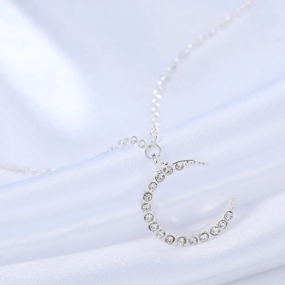 Kinitial циркон кристалл луна кулон ожерелье половина Луны Шарм ожерелья для женщин