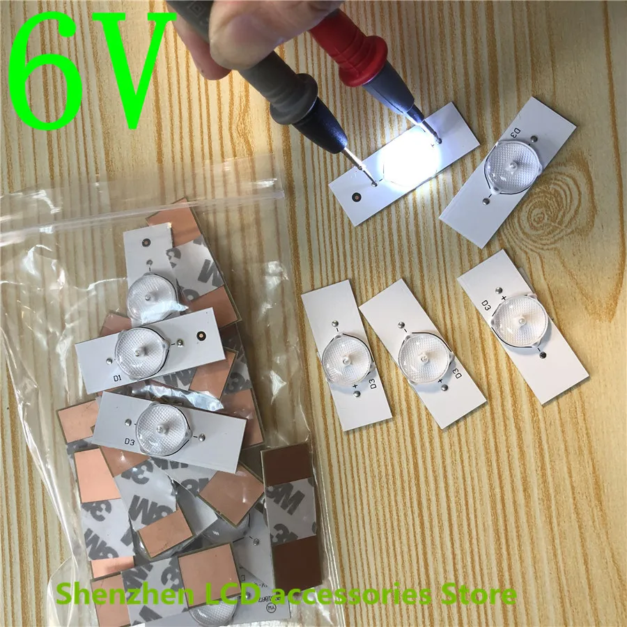 Светодиодные полосы 3v 6v лампы Диоды для подавления переходных скачков напряжения 32-65 дюймов оптический объектив фильтра Подсветка - Комплект: 6V    50PCS