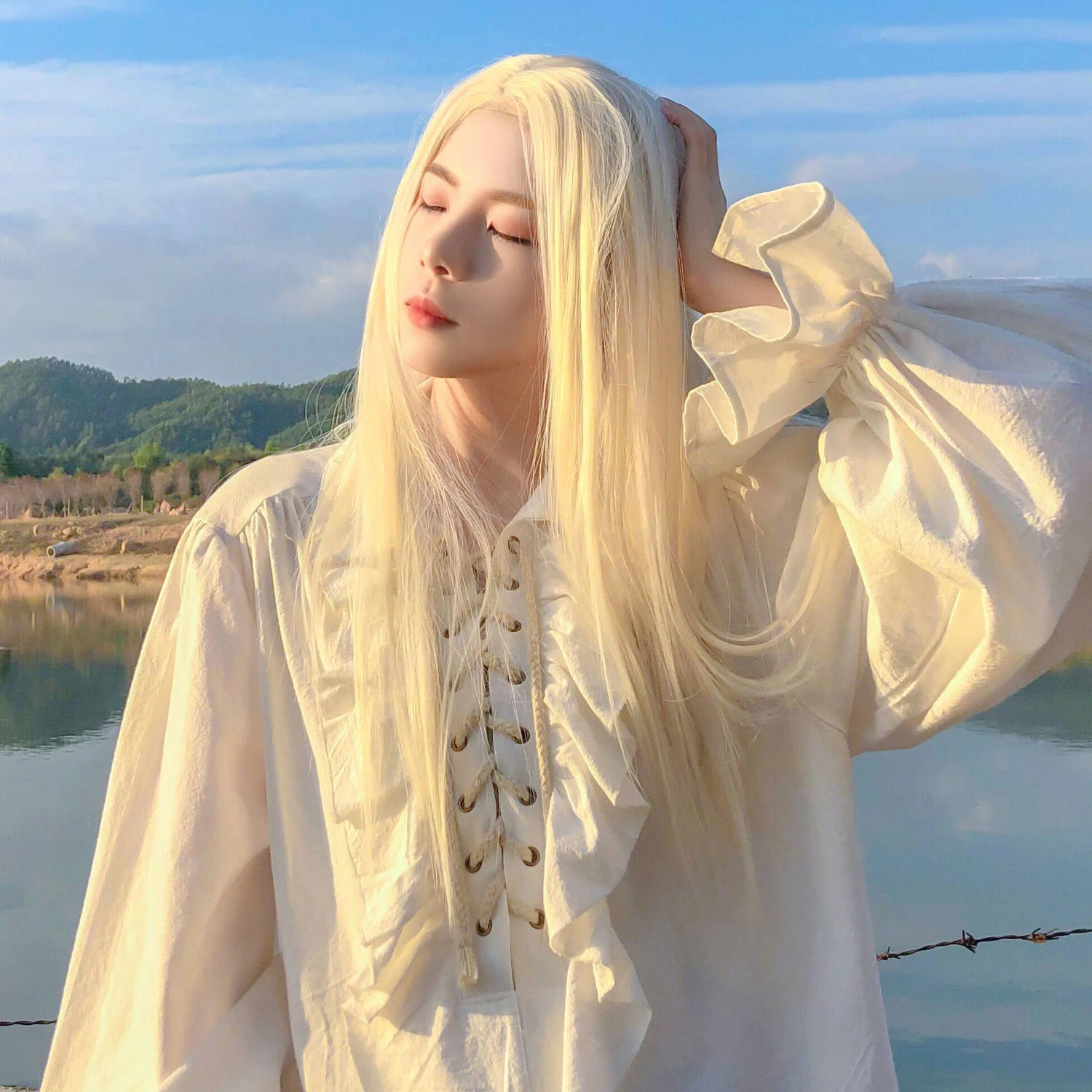 Парик ханьфу для пар длинные прямые волосы мужчин и женщин аниме-вечеринки