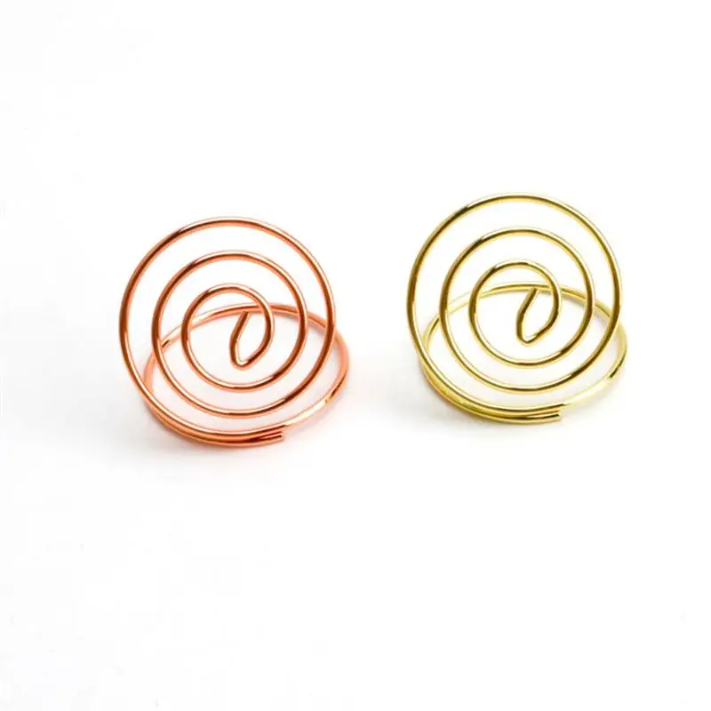 

24 Pcs Stainless Steel Creative Ring Shape Holder Circle Stereo Note Pad Table Number Holders Menu Clips(Rose Gold)