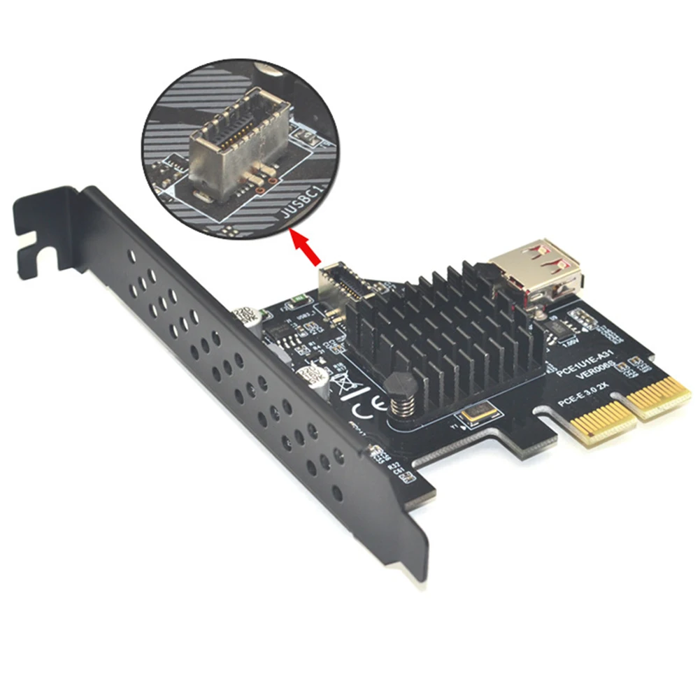 

ASM3142 Chip 10Gbps USB3.1 Type-E 20pin Riser Card USB2.0 PCI-E 3.0 X2 Extender Desktop Computer Multiplier Adapter