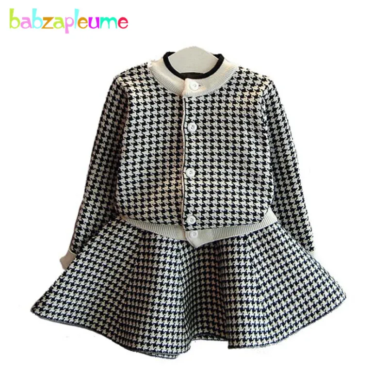 2 шт./2-6 лет/весна-осень детская одежда розовое черное пальто вязаный свитер