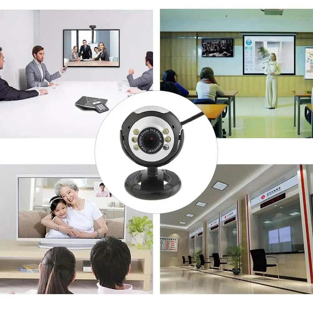 

USB Video Web Camera Six Lights Night Vision Camera Computer Webcam With Mic For Pc Laptop Camera