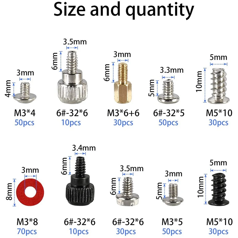 360PCS Personal Computer Screw Pc Case Screws Motherboard Standoffs for Hard Drive Fan Power Graphic | Компьютеры и офис