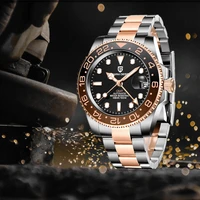 pagani design new men mechanical wristwatches fashion rose gold ceramic bezel gmt watch waterproof stainless steel watch for men