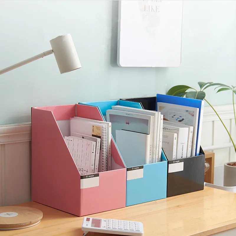 DIY крафт бумага книжная полка большая подставка держатель для файлов складной