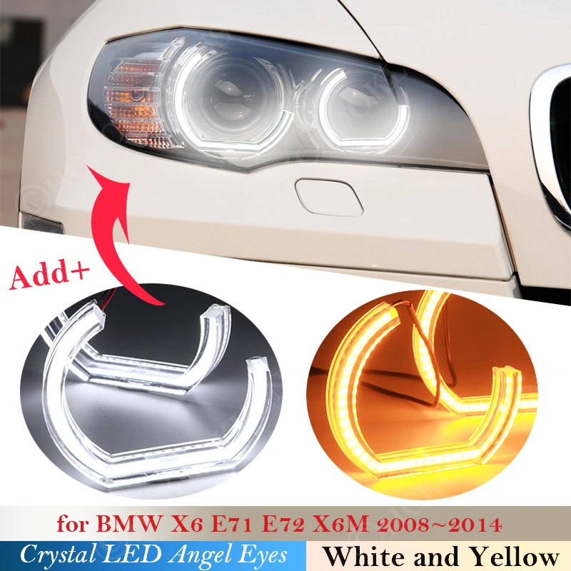 

Crystal LED Angel Eyes DTM Style Halo Rings Light kits For BMW X6 E71 E72 X6M 2008~ 2014 headlight Turning Signal 2013 2012 2011