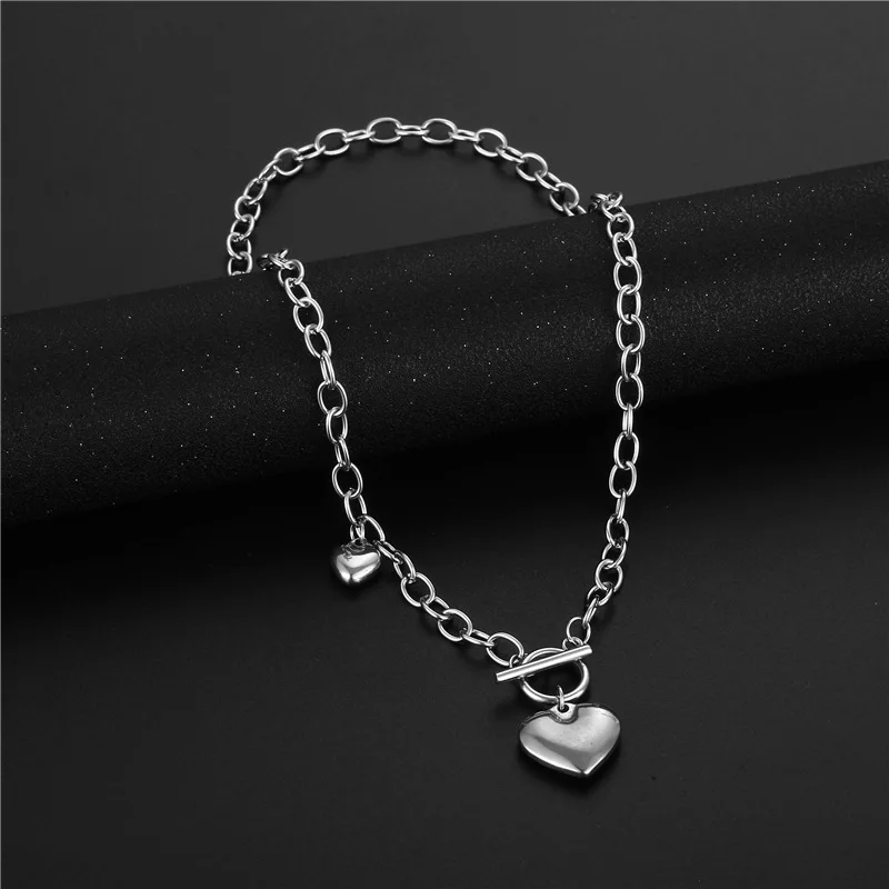 

Hip Hop Style Harajuku Retro Love Lady Necklace Cold Wind Heart Necklace Sweater Chain Jewelry Wholesale Gothic Jewelry