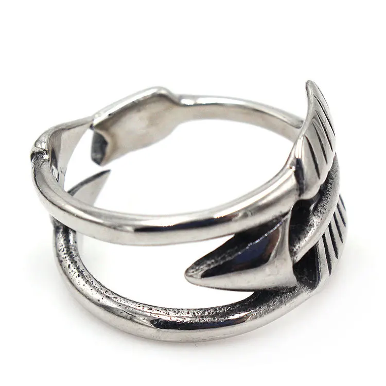

AsJerlya 2021 New Fashion Bow-Arrow Shape Stainless Steel Men's Punk Rings Hip Hop Accessories Gothic Party Jewelry Dropshipping