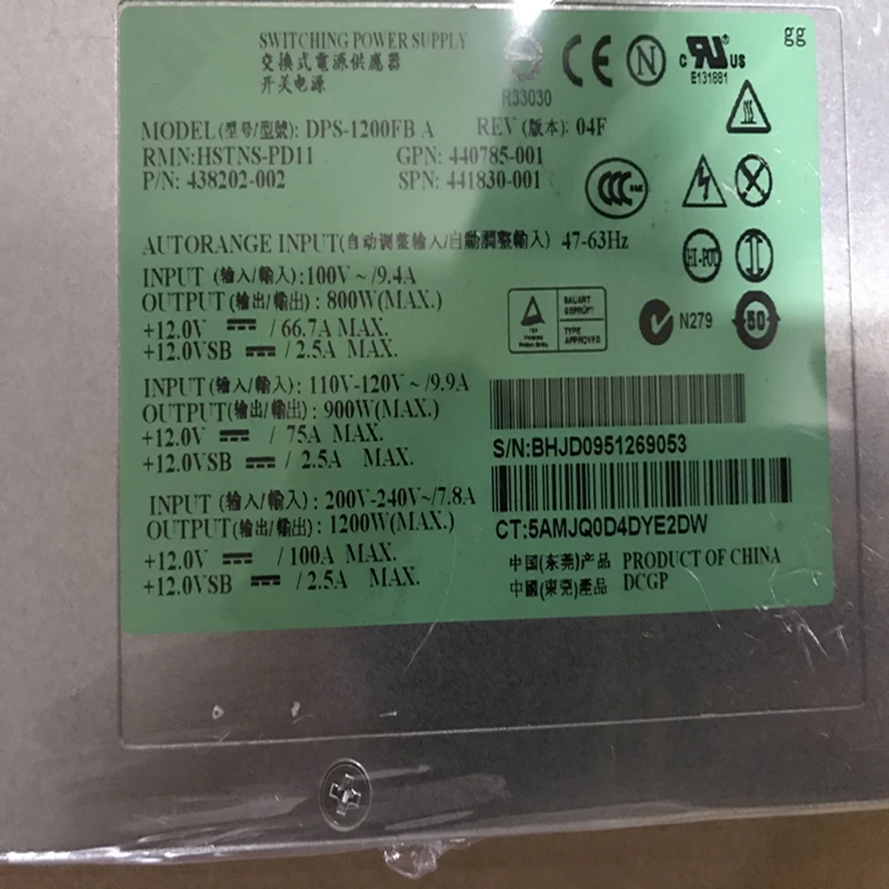 New Original PSU For HP DL580G5 1200W Power Supply HSTNS-PD11 DPS-1200FB A 438202-001/002 440785-001 437572-B21 441830-001 | Компьютеры и