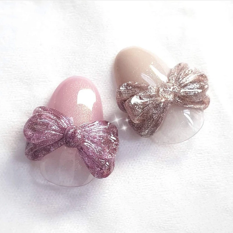 

4PCS in 1 Mold 3D Phototherapy DIY Nail Art Decoration Silicon Mould for Girls Nail Art Bow Mould Half Sugar Decor