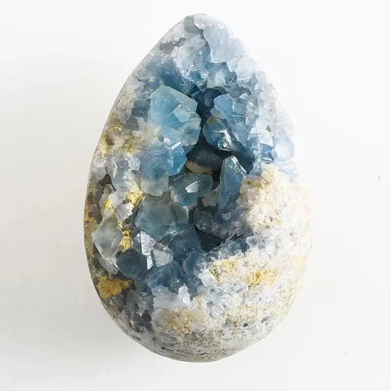 

1pc Natural Egg Shape Raw Celestite Geode Reiki Healing Blue Crystal Cluster 450g-2000g