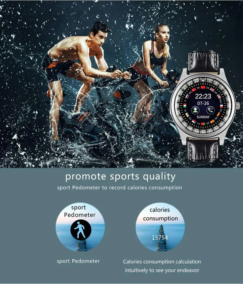 Смарт-часы R68 с Bluetooth и круглым экраном умные часы поддержкой sim-карты TF трекер сна