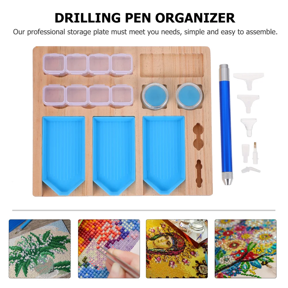 

1 Set Diamond Painting Tools Tray Organizer Wooden Diamond Painting Tray Jar
