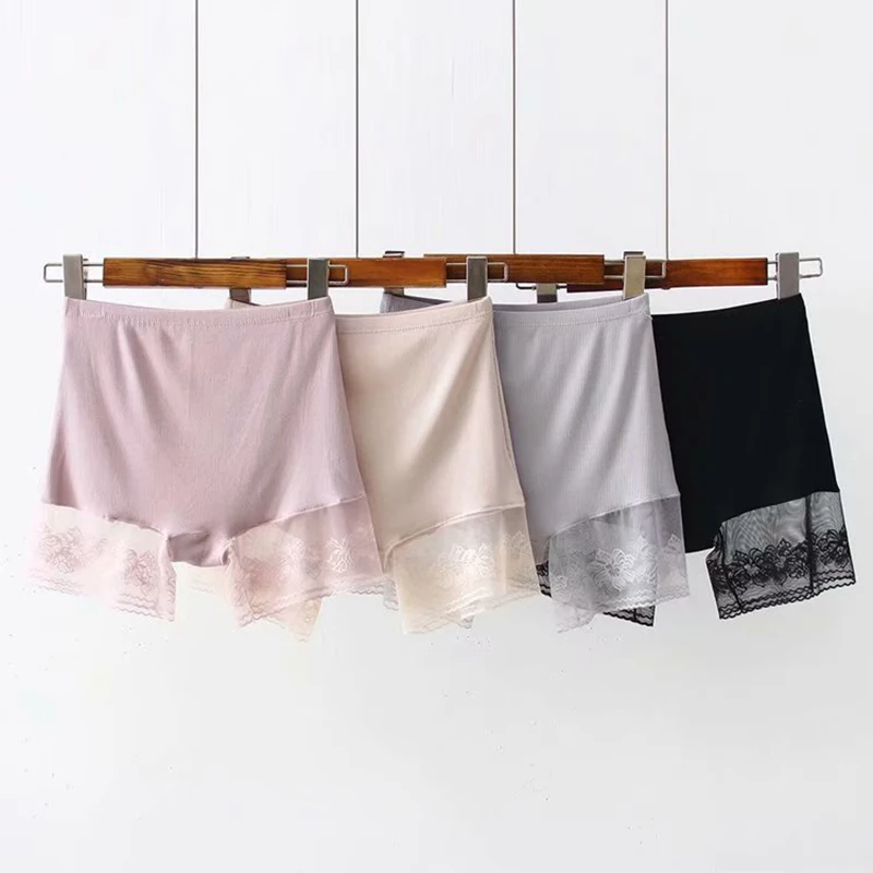 BS96 летняя юбка-пачка размера плюс Безопасность шорты льда шелка с завышенной талией, нижнее белье для девочек с высокой эластичностью кружево Безопасность брюки