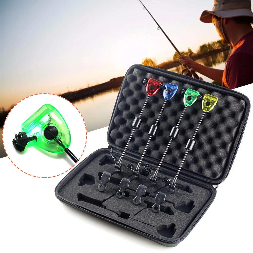 

Fishing Swingers Set Fishing Bite Alarm Indicators 4pcs in Zipped Case Led Illuminated Fishing Wobbler Fishing Accessories